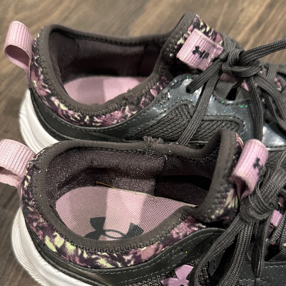 Girl's UA Black and Purple Athletic Shoes - Picture 6 of 7